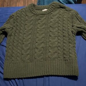 SO Forest Green Cable Knit Sweater